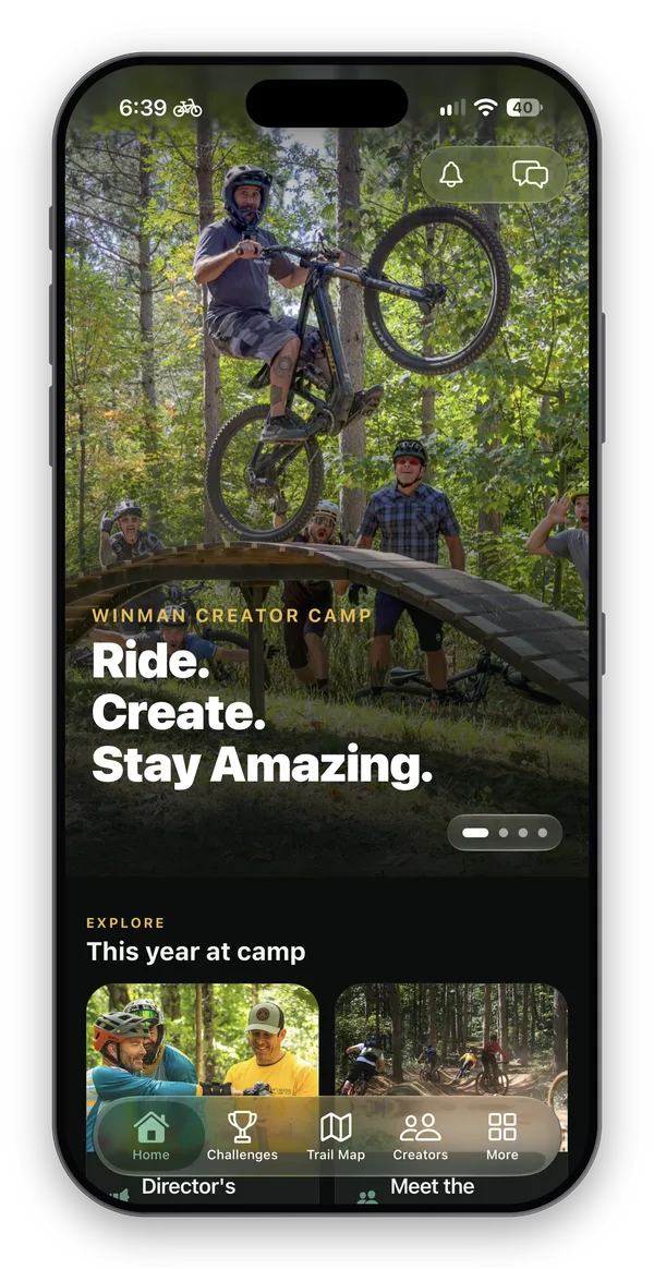Winman Creator Camp running on an iPhone